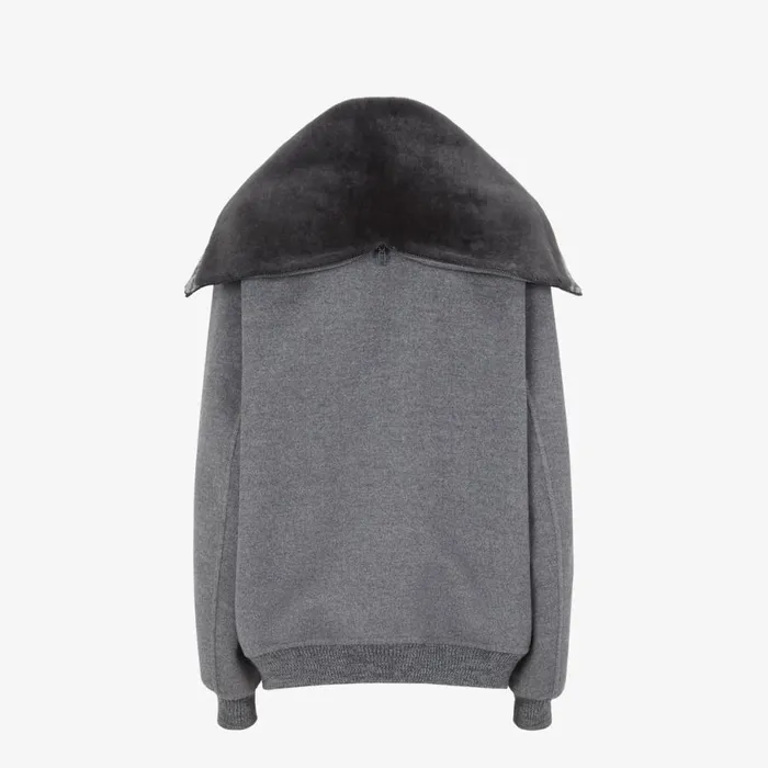 Woman Grey Wool Jacket Grey Fendi Coats and Outerwear