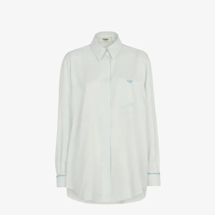 Woman Light Blue Silk Shirt Light Blue Fendi Tops and Shirts