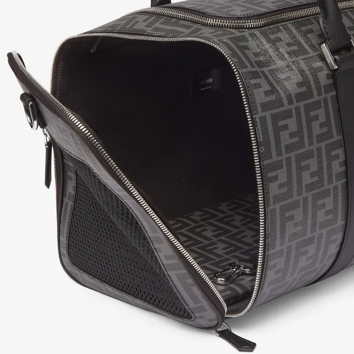 WomanMan Black Fabric Dog Carrier Black Fendi Pet Accessories