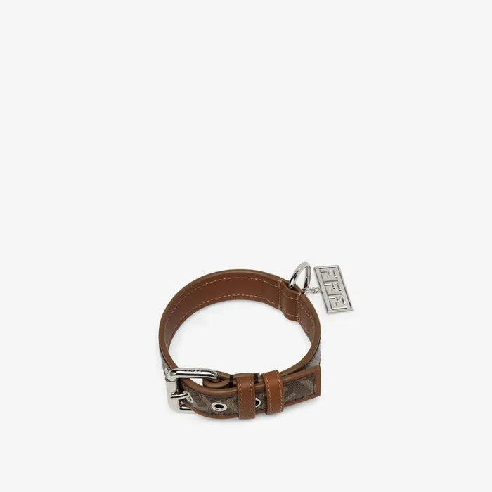 WomanMan Brown Fabric Collar Brown Fendi Pet Accessories