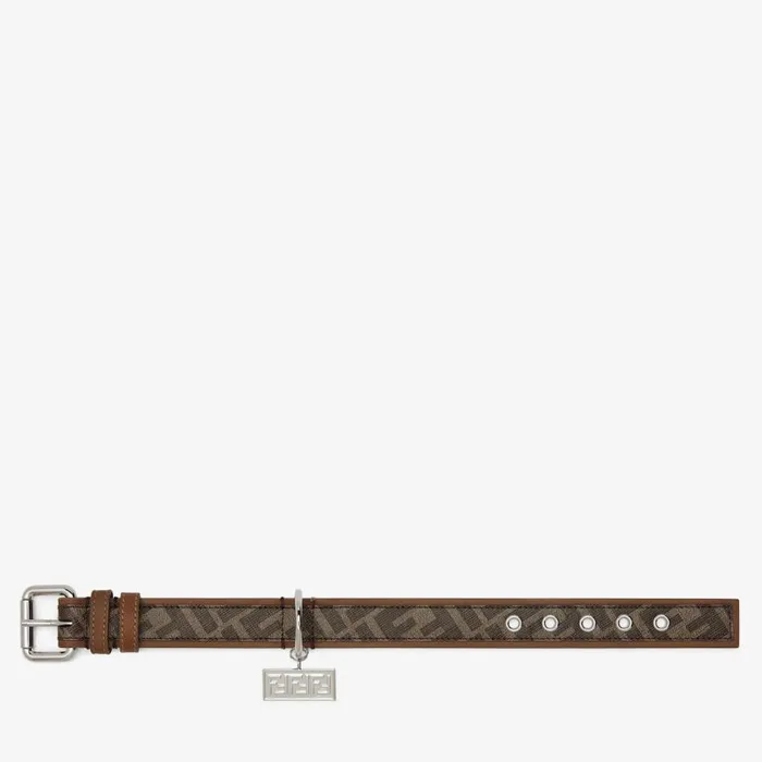 WomanMan Brown Fabric Collar Brown Fendi Pet Accessories