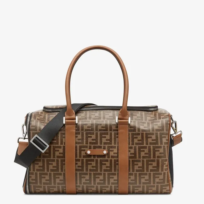 WomanMan Brown Fabric Dog Carrier Brown Fendi Pet Accessories