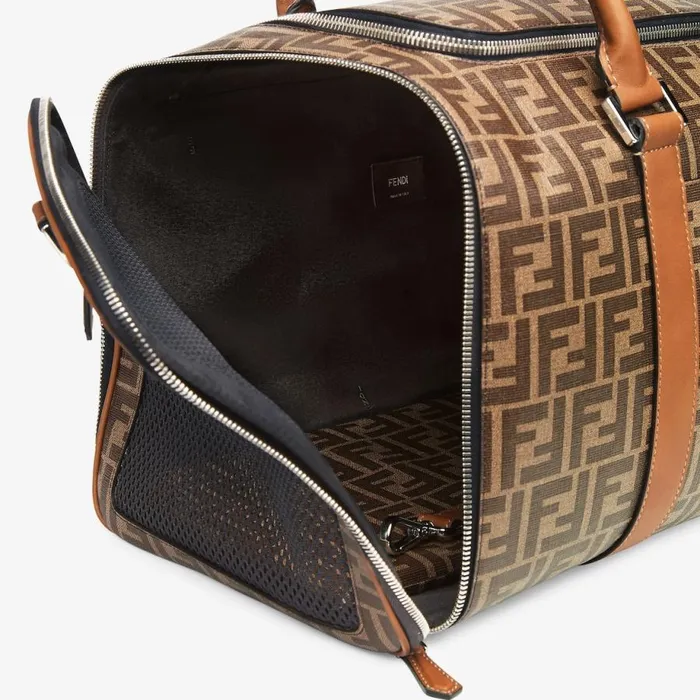 WomanMan Brown Fabric Dog Carrier Brown Fendi Pet Accessories