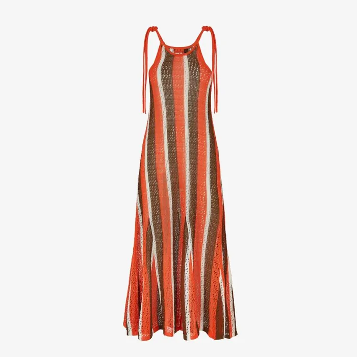 Woman Multicolour Cotton Crochet Dress Multicolour Fendi Knitwear
