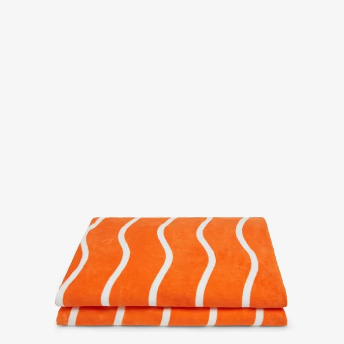 Woman Orange Cotton Beach Towel Orange Fendi Scarves and Silks
