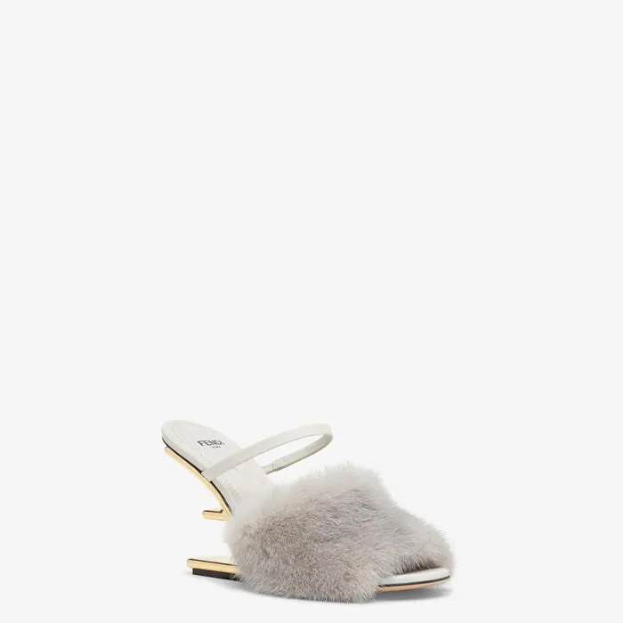 Woman Pale Grey Mink HighHeeled Sandals Grey Fendi Fendi First