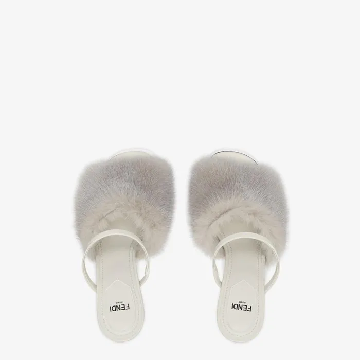 Woman Pale Grey Mink HighHeeled Sandals Grey Fendi Fendi First