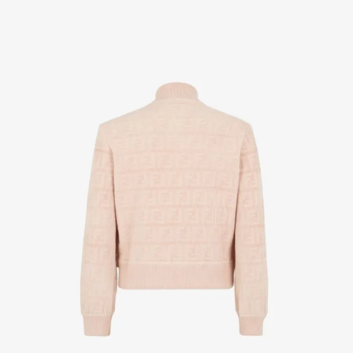 Woman Pale Pink Mink Bomber Jacket Pink Fendi Coats and Outerwear