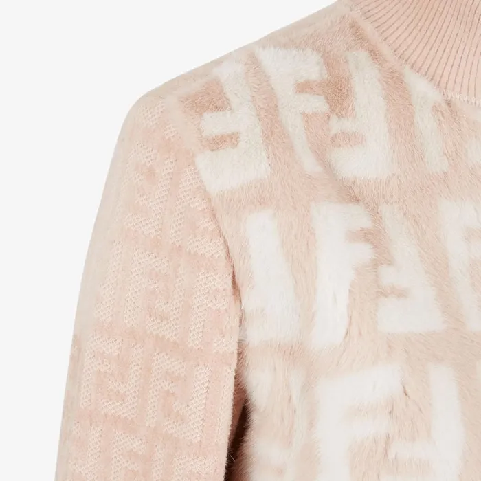 Woman Pale Pink Mink Bomber Jacket Pink Fendi Coats and Outerwear