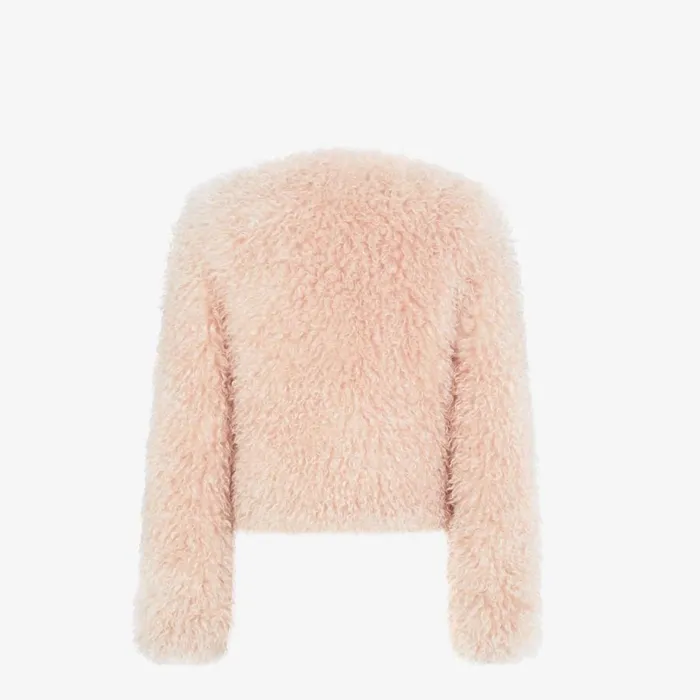 Woman Pale Pink Mohair Jacket Pink Fendi Coats and Outerwear