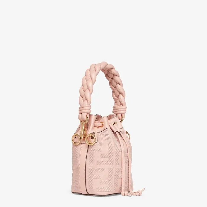 Woman Pink Ff Canvas MiniBag Pink Fendi Mini Bags