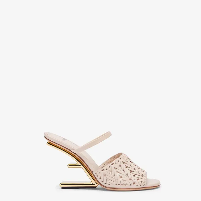 Woman Pink Leather HighHeeled Sandals Pink Fendi Fendi First