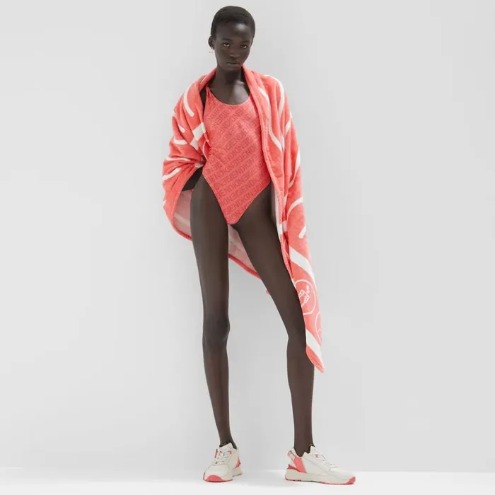 Woman Pink Lycra Swimsuit Pink Fendi Swimwear