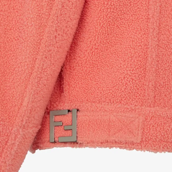 Woman Pink Shearling Jacket Pink Fendi Coats and Outerwear
