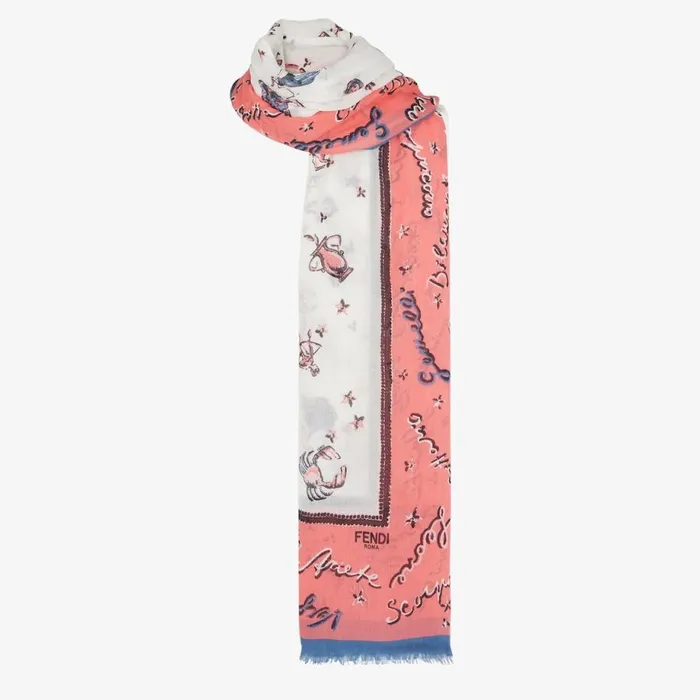 Woman Pink Silk Stole Pink Fendi Scarves and Silks