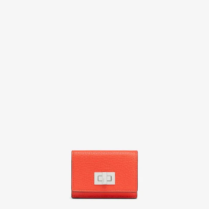 Woman Red Leather Wallet Red Fendi Wallets