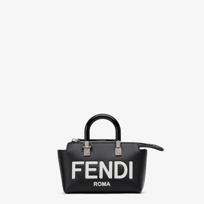 Woman Small Boston Bag In Black Leather Black Fendi Mini Bags