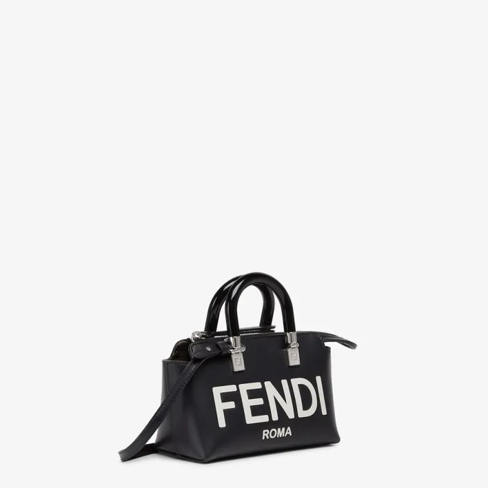 Woman Small Boston Bag In Black Leather Black Fendi Mini Bags
