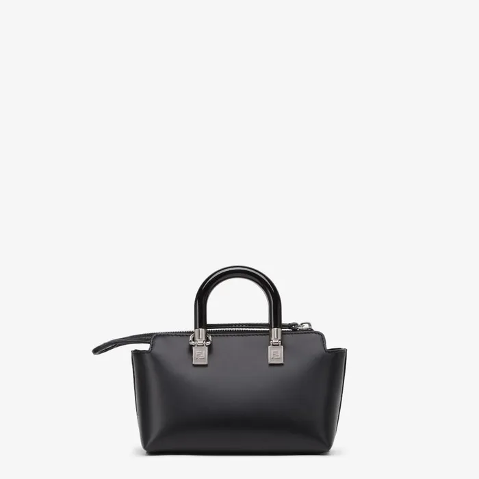 Woman Small Boston Bag In Black Leather Black Fendi Mini Bags