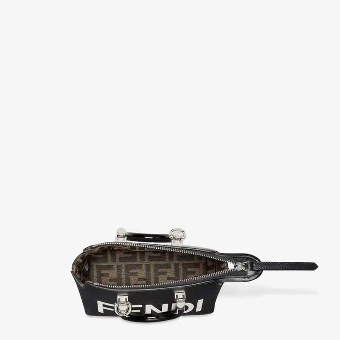 Woman Small Boston Bag In Black Leather Black Fendi Mini Bags
