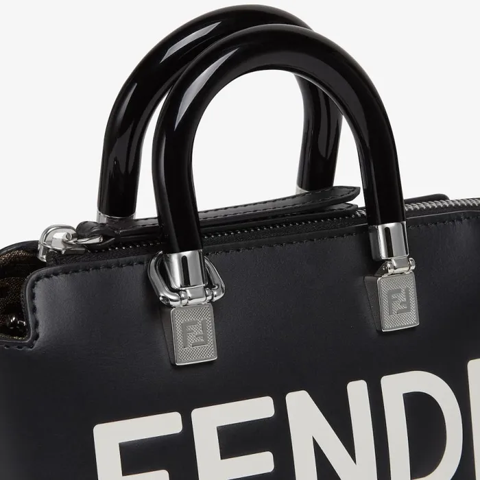 Woman Small Boston Bag In Black Leather Black Fendi Mini Bags