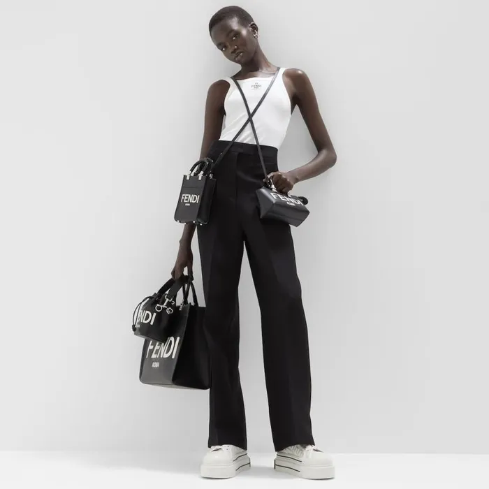 Woman Small Boston Bag In Black Leather Black Fendi Mini Bags