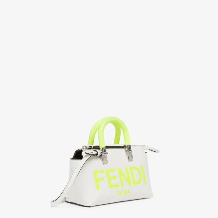 Woman Small White Leather Boston Bag White Fendi Mini Bags