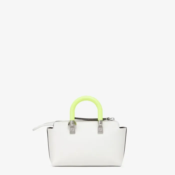 Woman Small White Leather Boston Bag White Fendi Mini Bags