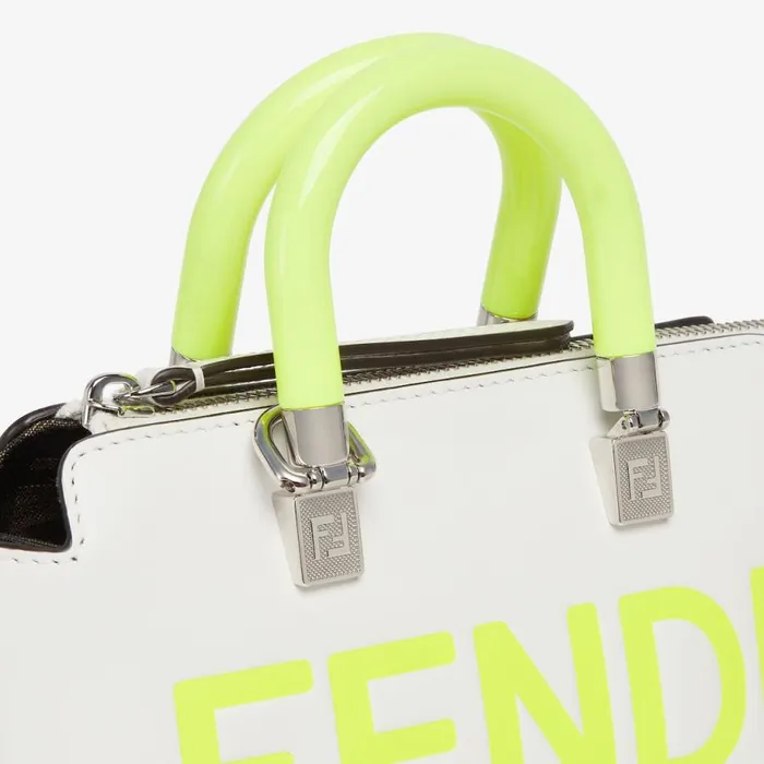 Woman Small White Leather Boston Bag White Fendi Mini Bags