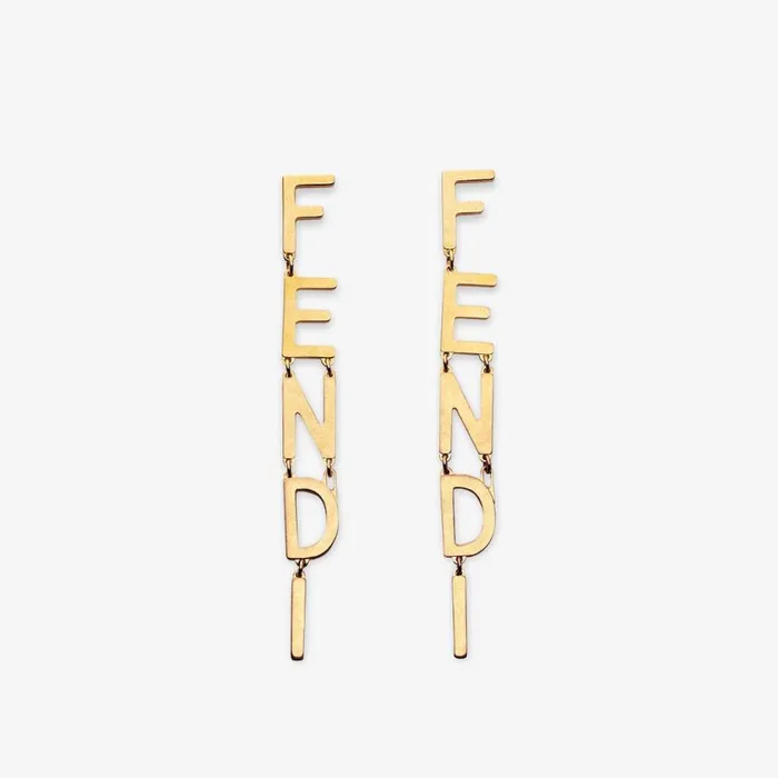 Woman Vintage GoldColour Earrings Gold Fendi Earring and Brooches