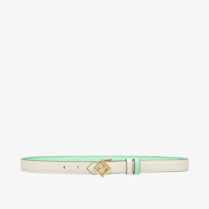 Woman White And Green Leather Reversible Belt Green Fendi Belts