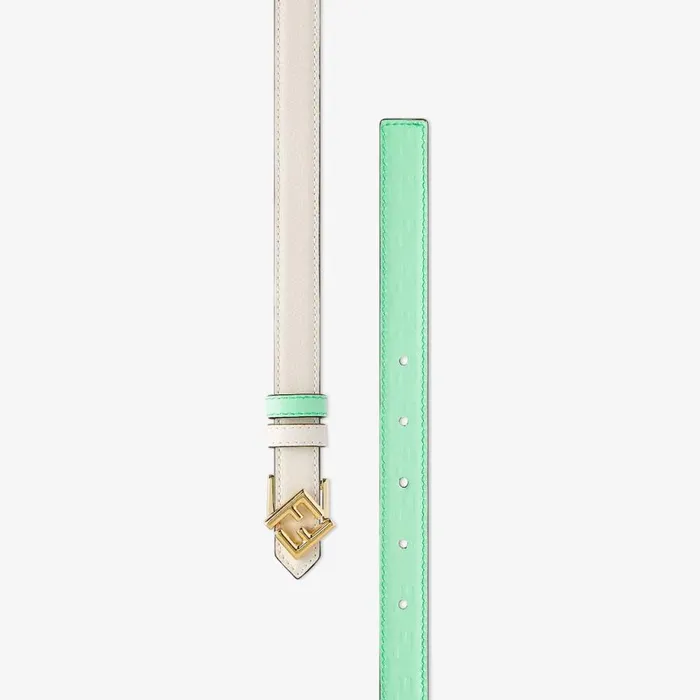 Woman White And Green Leather Reversible Belt Green Fendi Belts