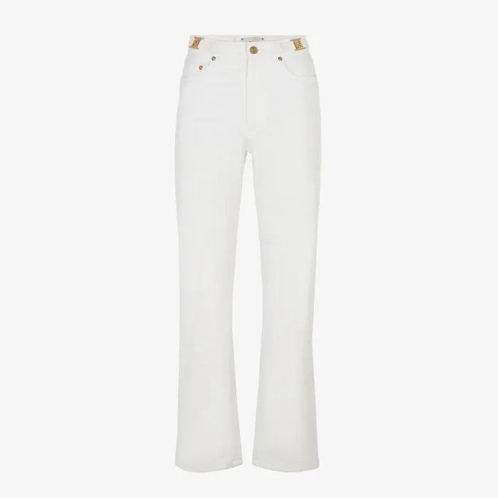 Woman White Denim Trousers White Fendi Pants and Shorts