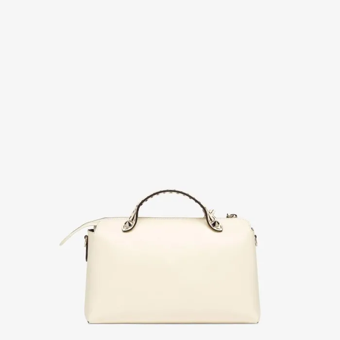 Woman White Leather Boston Bag White Fendi Shoulder and Crossbody Bags