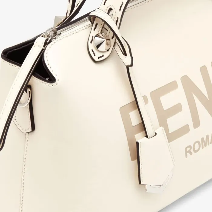 Woman White Leather Boston Bag White Fendi Shoulder and Crossbody Bags