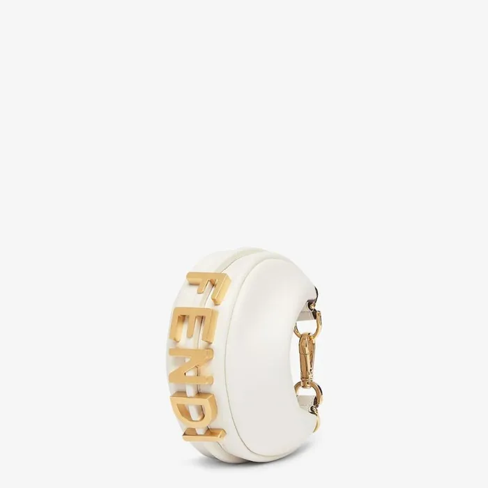 Woman White Leather Charm White Fendi Miniature Bags