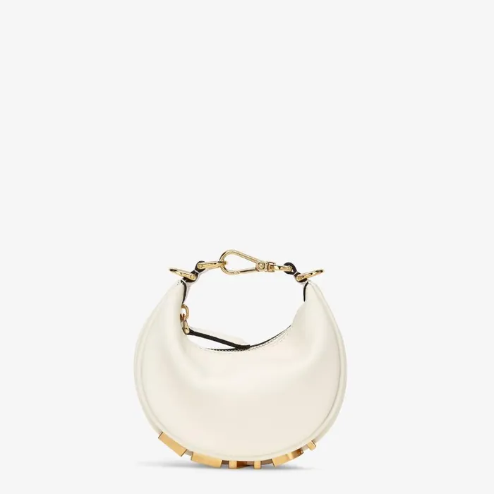 Woman White Leather Charm White Fendi Miniature Bags