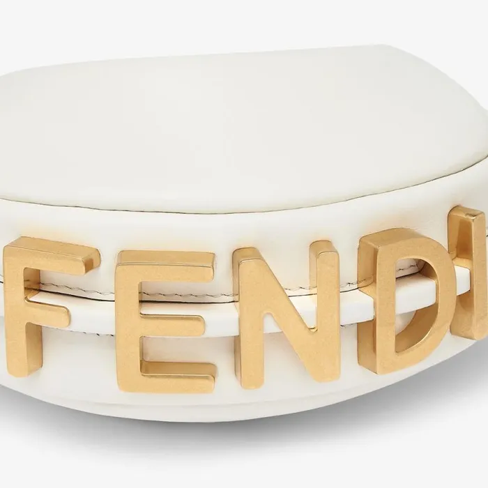 Woman White Leather Charm White Fendi Miniature Bags