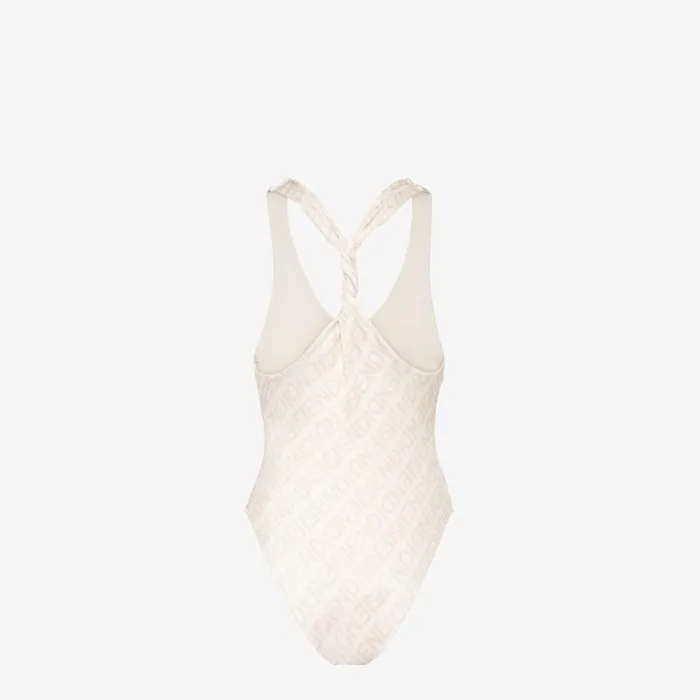 Woman White Lycra Swimsuit White Fendi Swimwear