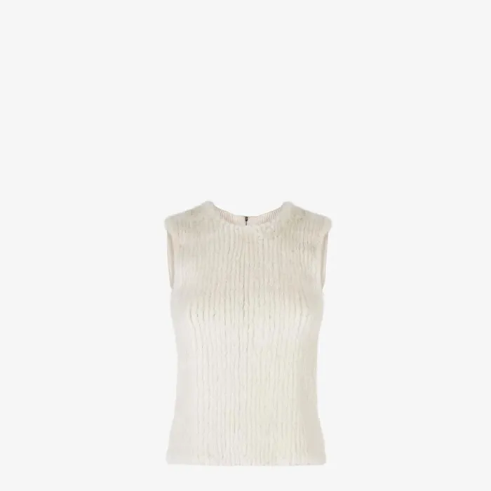 Woman White Mink Top White Fendi Tops and Shirts