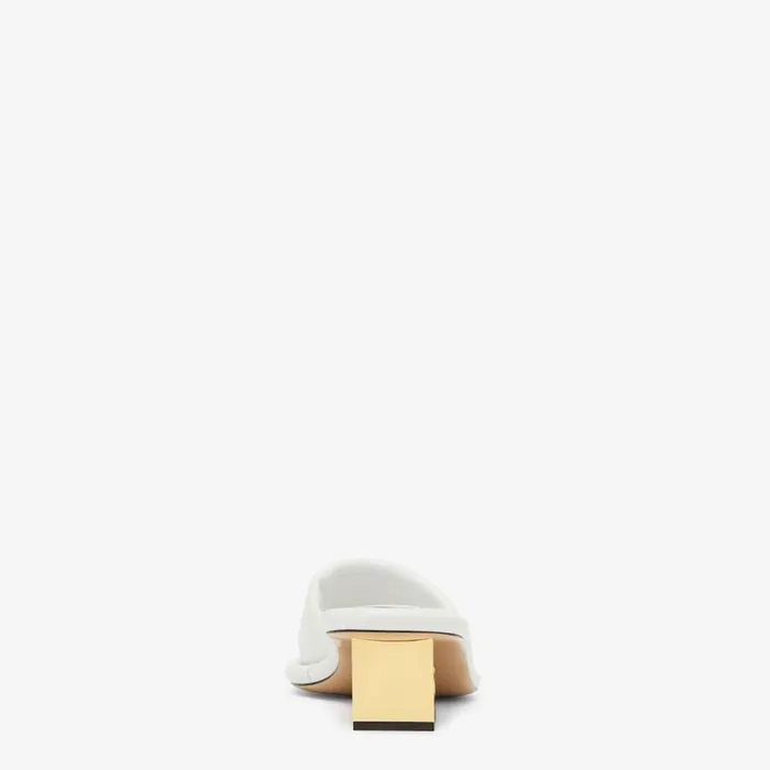 Woman White Nappa Leather Slides White Fendi Slides and Mules