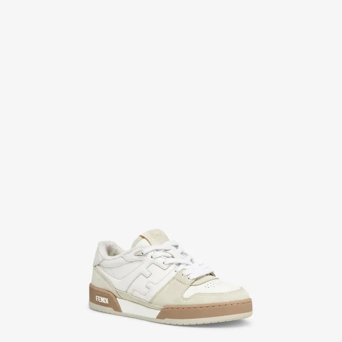 Woman White Suede Low Tops White Fendi Sneakers