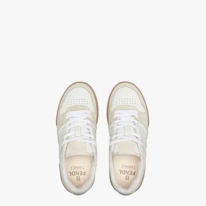 Woman White Suede Low Tops White Fendi Sneakers