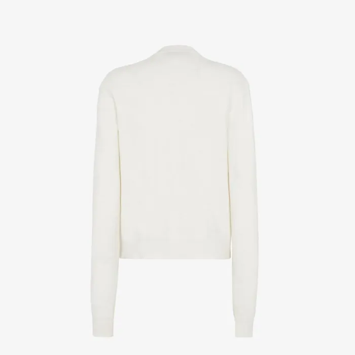 Woman White Wool Cardigan White Fendi Knitwear