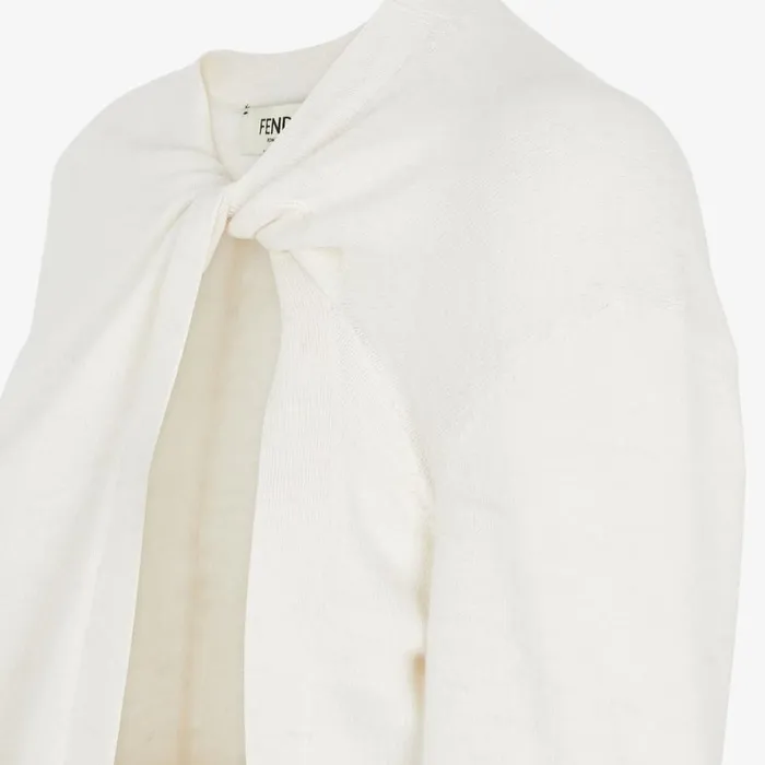 Woman White Wool Cardigan White Fendi Knitwear