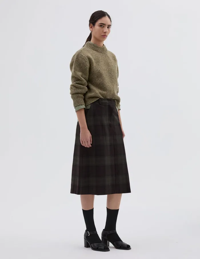 Women Back Vent Skirt Khaki Brown Margaret Howell Skirts