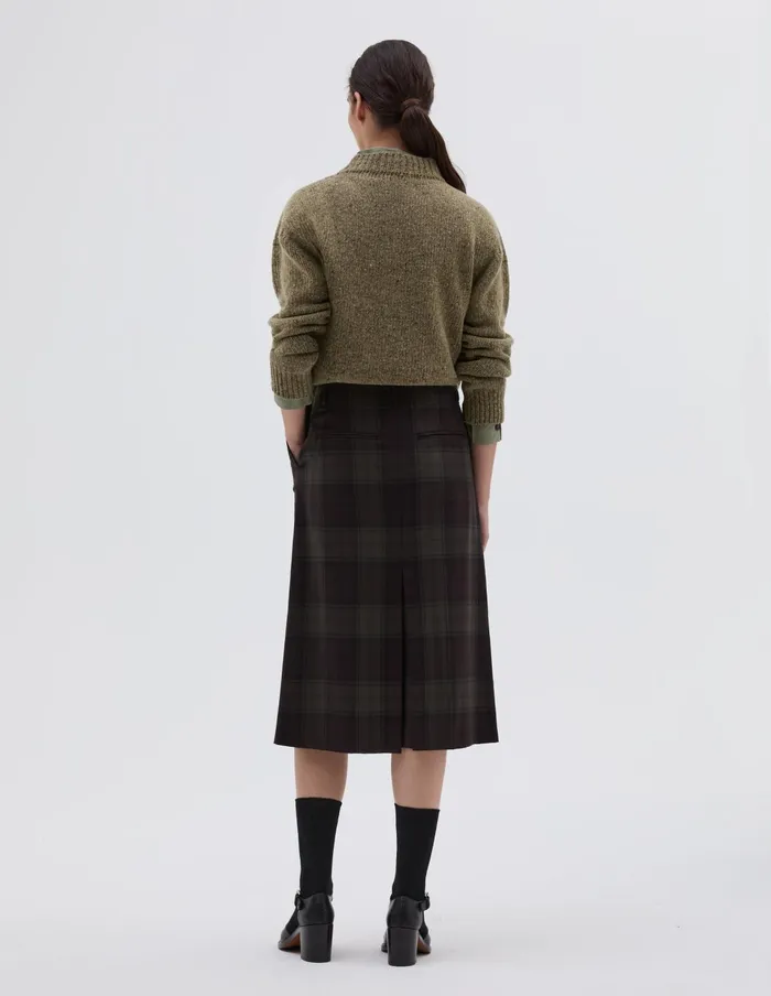 Women Back Vent Skirt Khaki Brown Margaret Howell Skirts