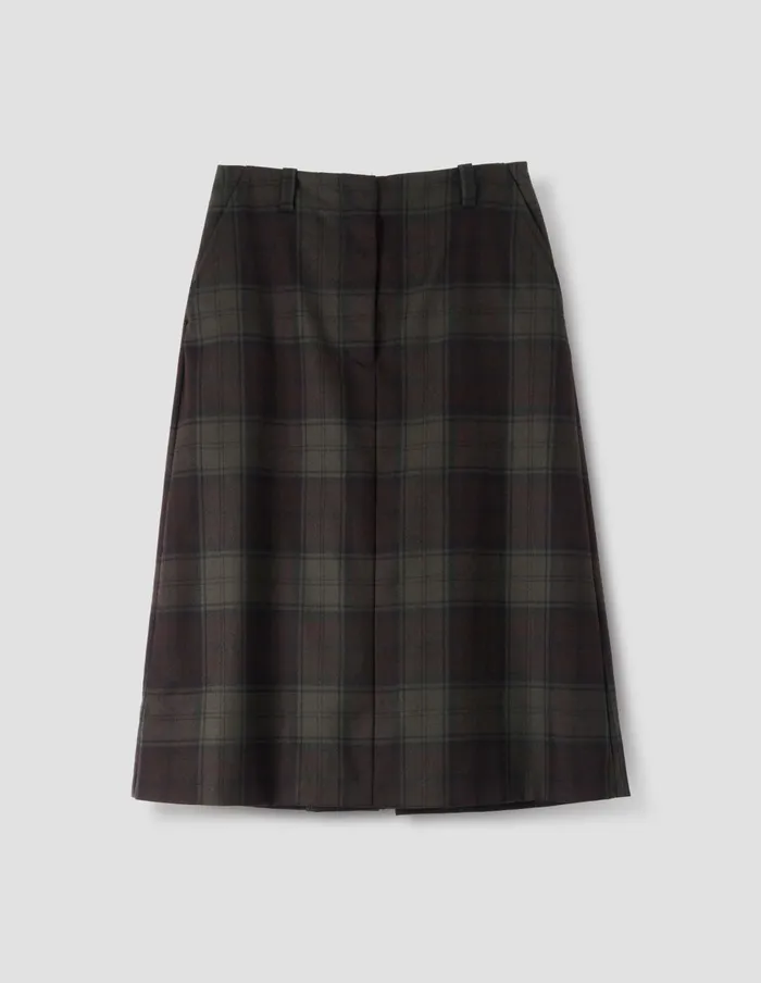 Women Back Vent Skirt Khaki Brown Margaret Howell Skirts