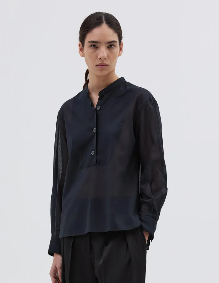 Women Bib Front Shirt Black Margaret Howell Shirts