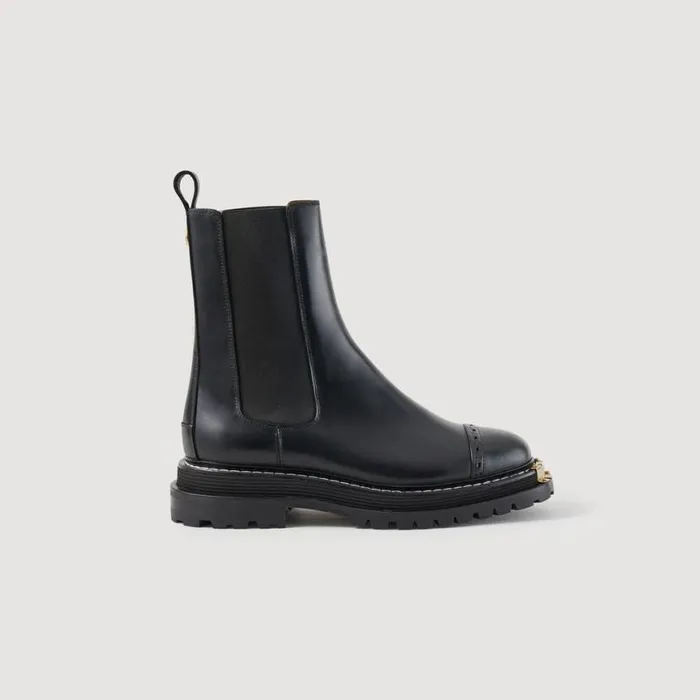 Women Boots SANDRO Ankle Boots With Notched Sole Black